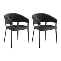 STUHL mit Armlehnen 2er-Set - Stoff & schwarzes Metall - Grün - AVRELA - Grün, Textil (56/77/55cm) - Vente-Unique