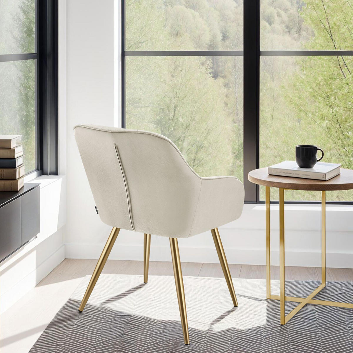 ESSZIMMERSTUHL 6er Set Marilyn 58 x 62 x 82 cm creme/gold - Goldfarben/Creme, Kunststoff (58/82/62cm) - tectake