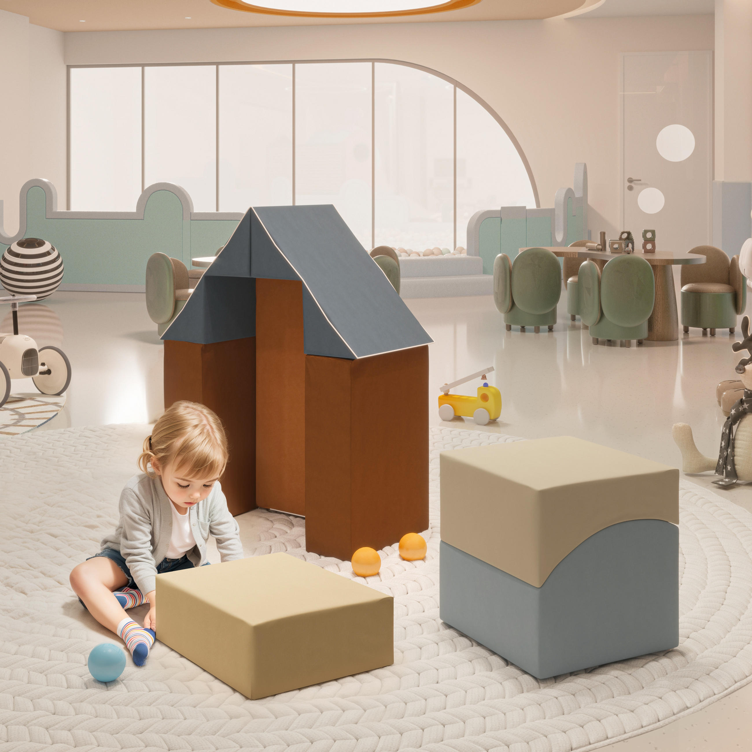 BLOCKSOFA Kinder 6er-set - Multicolor, Textil (100/75/50cm) - Vercart