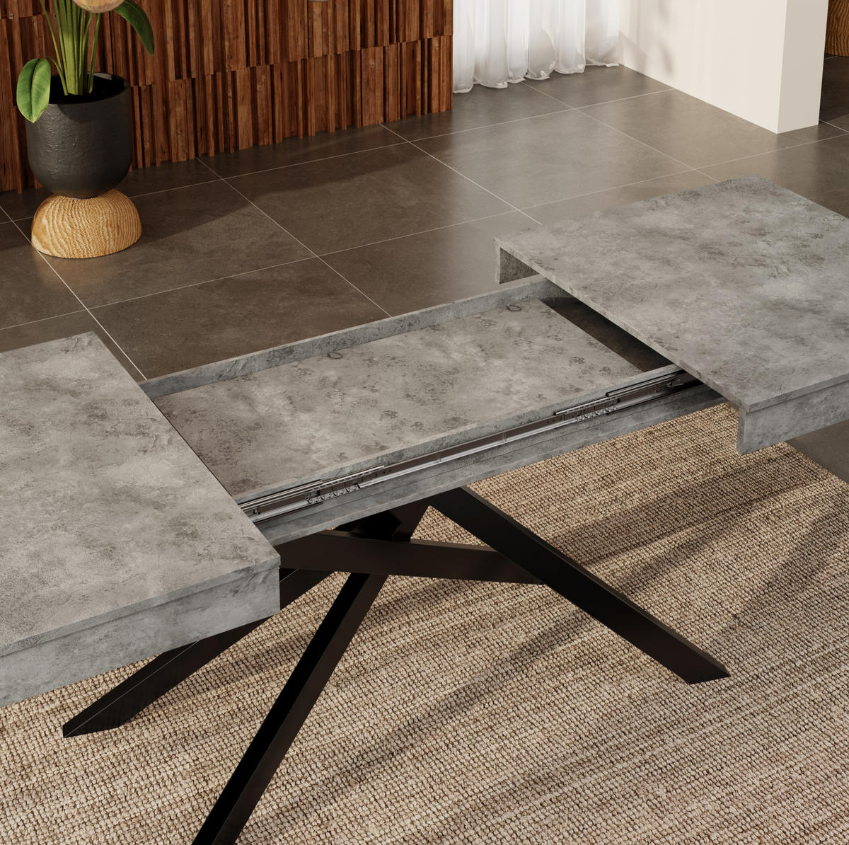ESSTISCH ausziehbar 140-180 cm MDF Metall Grau 6-8 Personen - Grau, Metall (180/80/76cm) - Meubliv