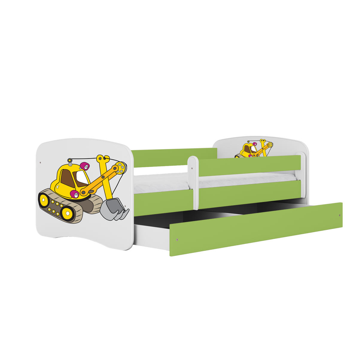 KINDERBETT Bagger mit Schublade 160/80 90/61/164 - Grün, Holzwerkstoff (80/160cm) - RAUMHIRSCH FURNITURE
