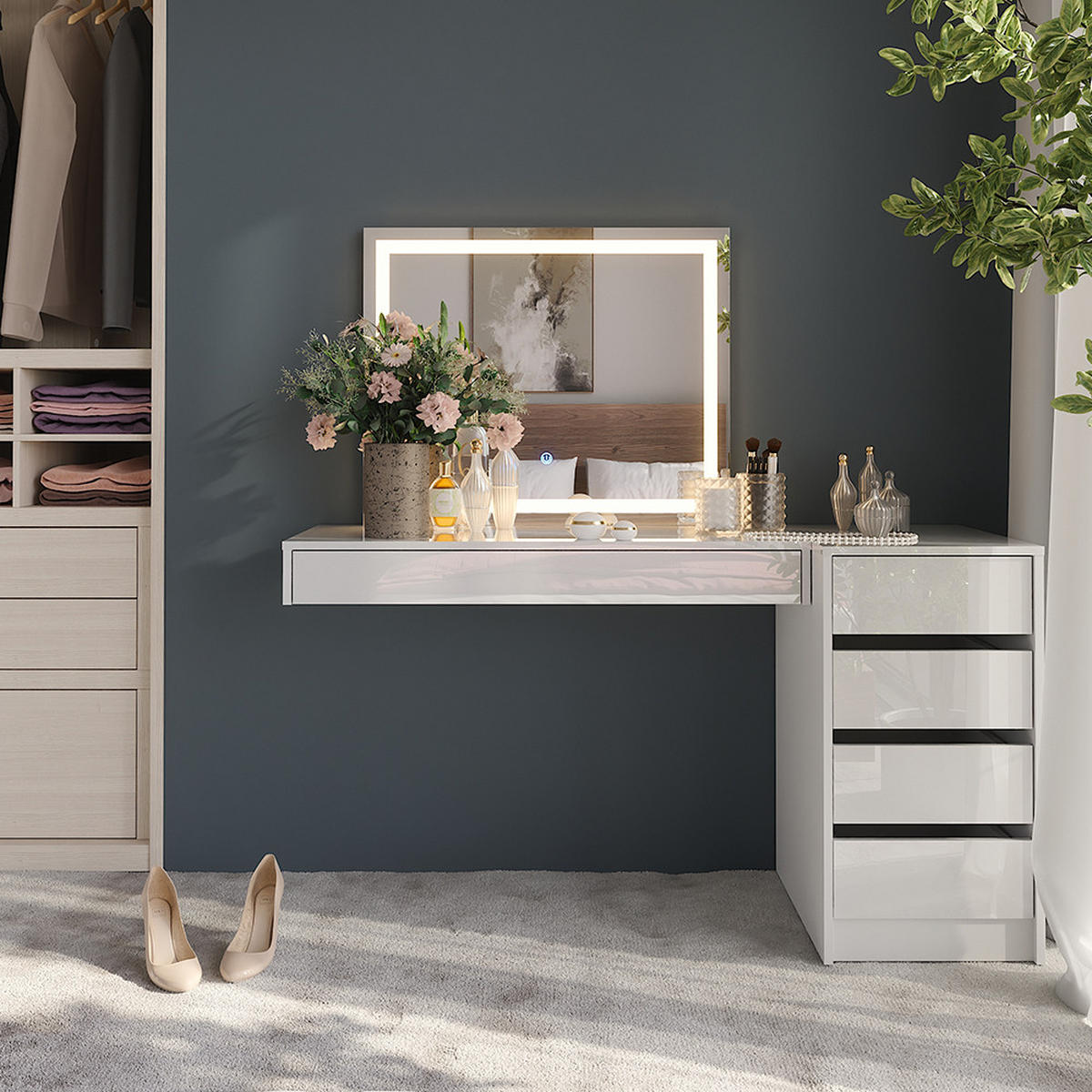 TOALETNÍ STOLEK Sherry Bílá - bílá, kompozitní dřevo (100/12/40.1cm) - Vicco