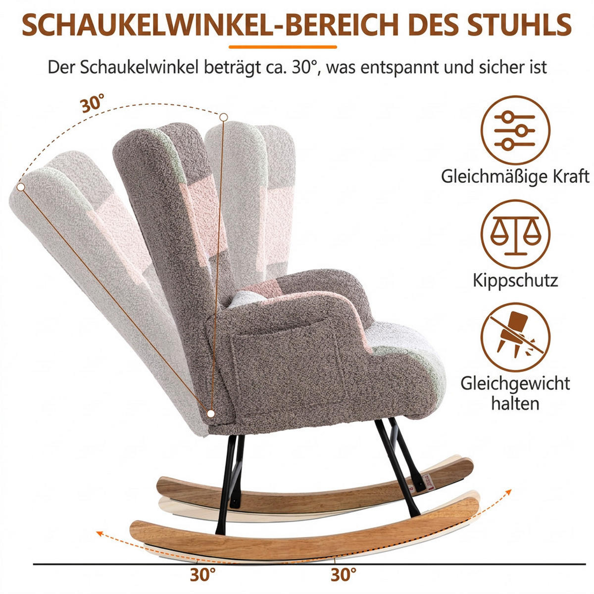 SCHAUKELSTUHL Farbenfroh mit 1 Fußstütze und 1 Lendenkissen - Multicolor, Textil (68/91/83cm) - Oxeza