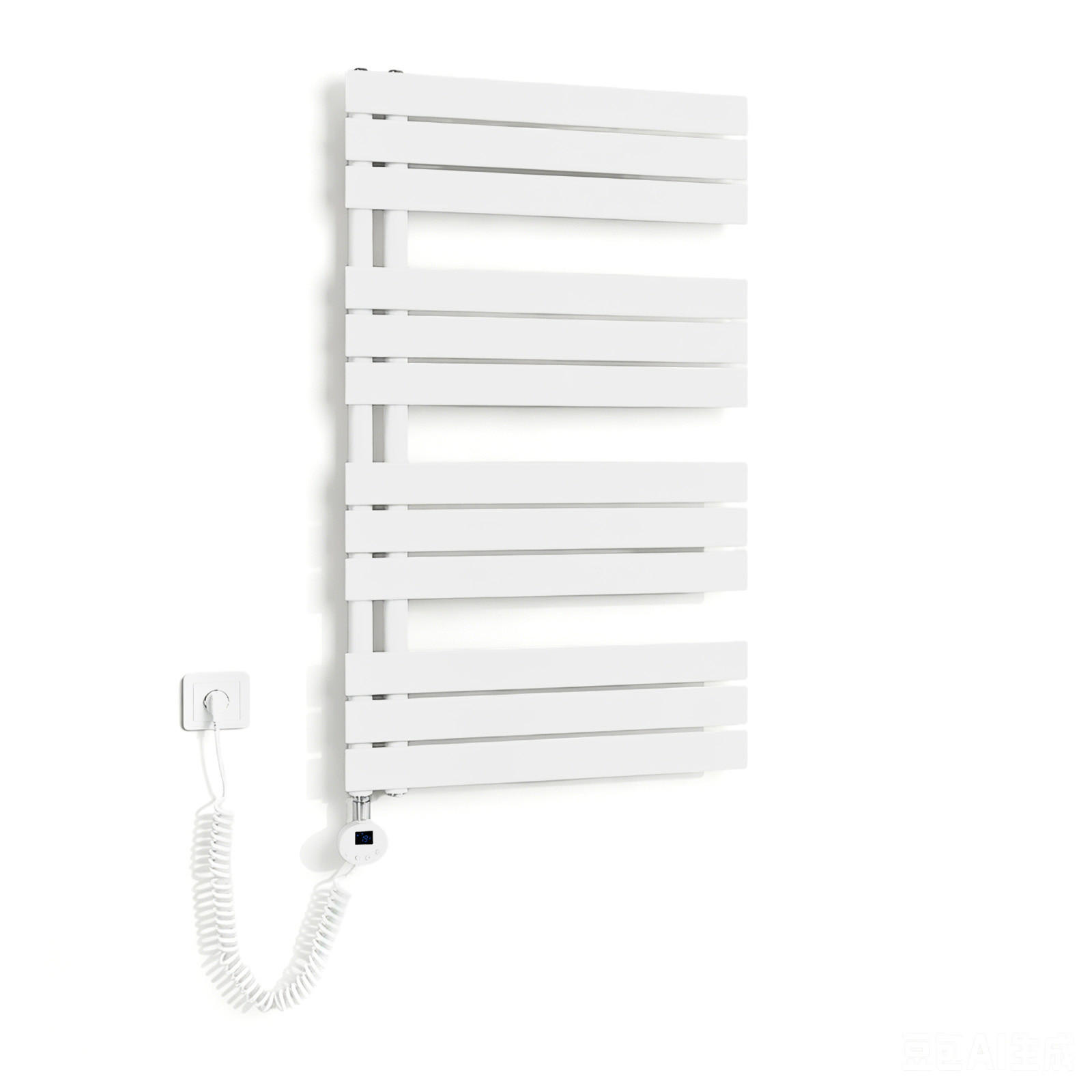 HANDTUCHHEIZKÖRPER 104,1/60 cm weiß elektrisch 600 W mit WLAN-Thermostat - Weiß, Metall (60/104/5.9cm) - S'AFIELINA
