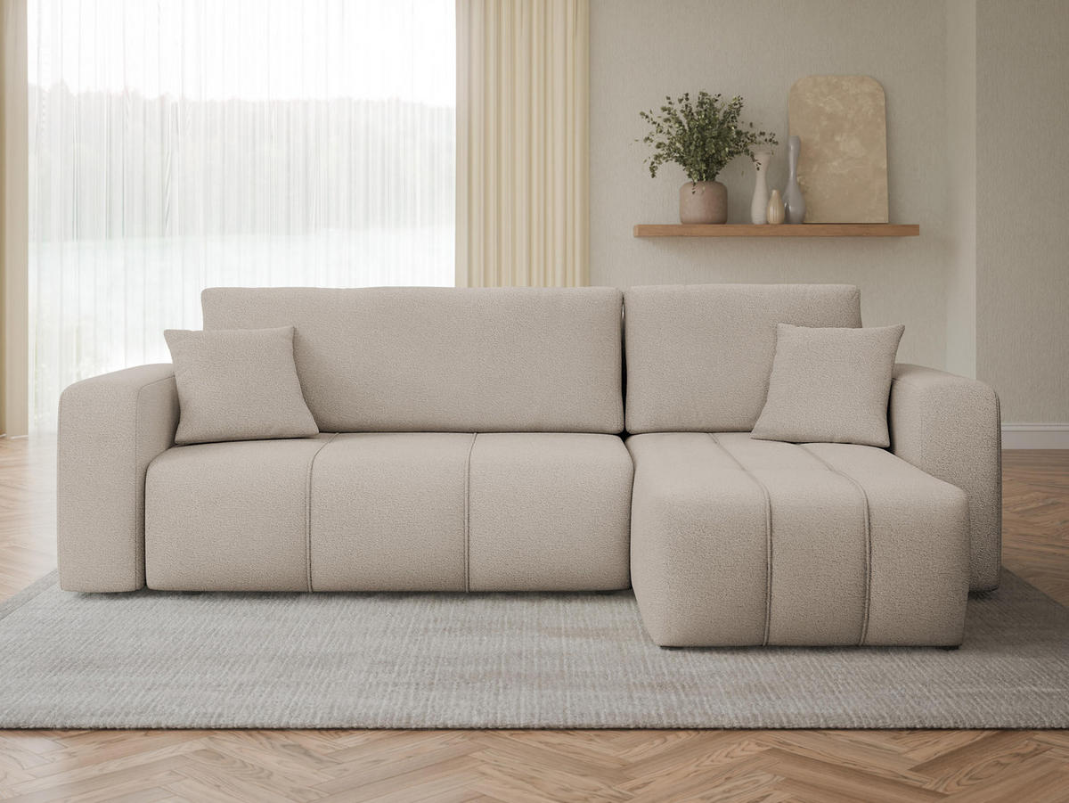 ECKSOFA Furyn - Beige/Schwarz, Holz/Kunststoff (244/145cm) - MIRJAN24