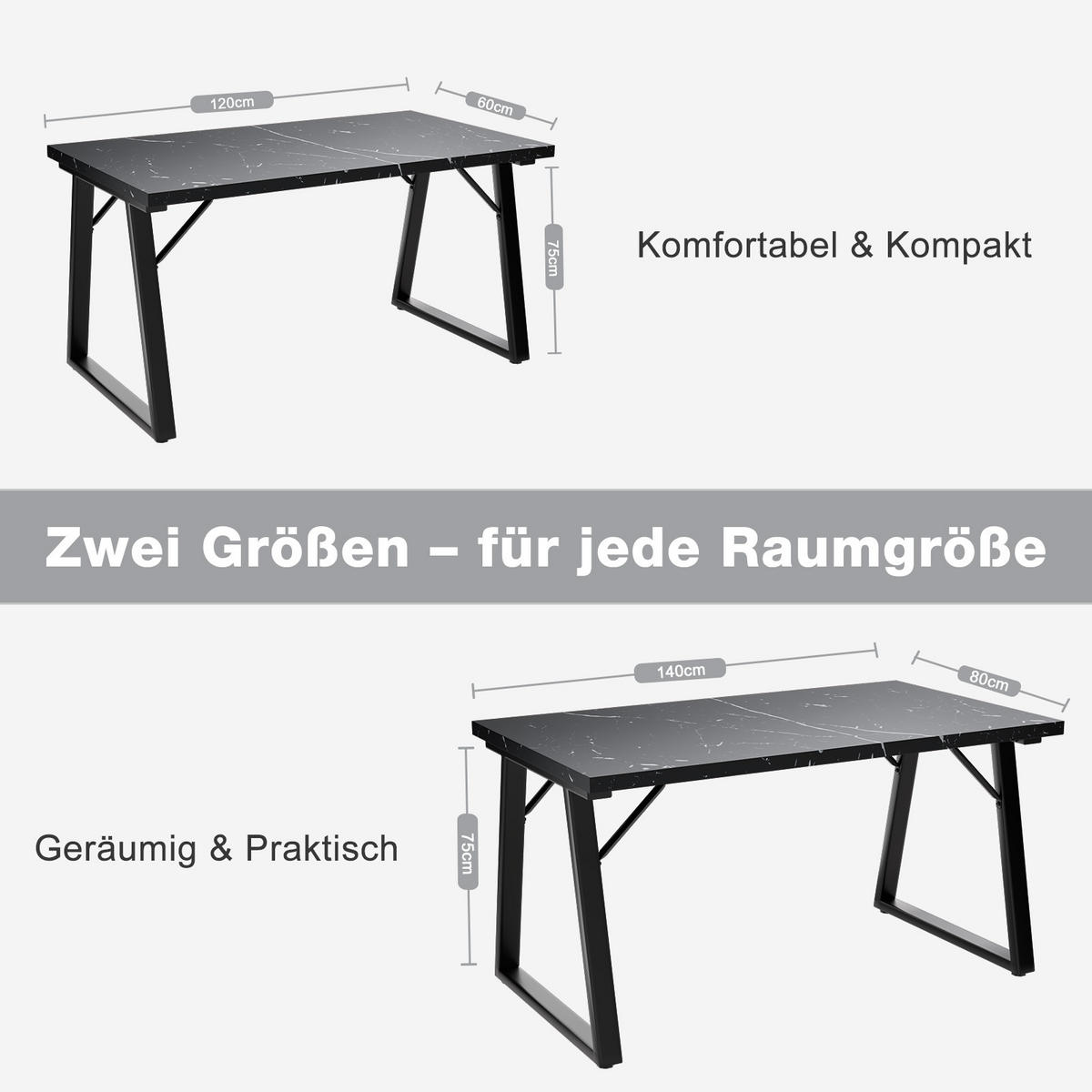 ESSTISCH in Holz, Metall 140/80/75cm - Schwarz, Holzwerkstoff (80/140/75cm) - HOMAVO