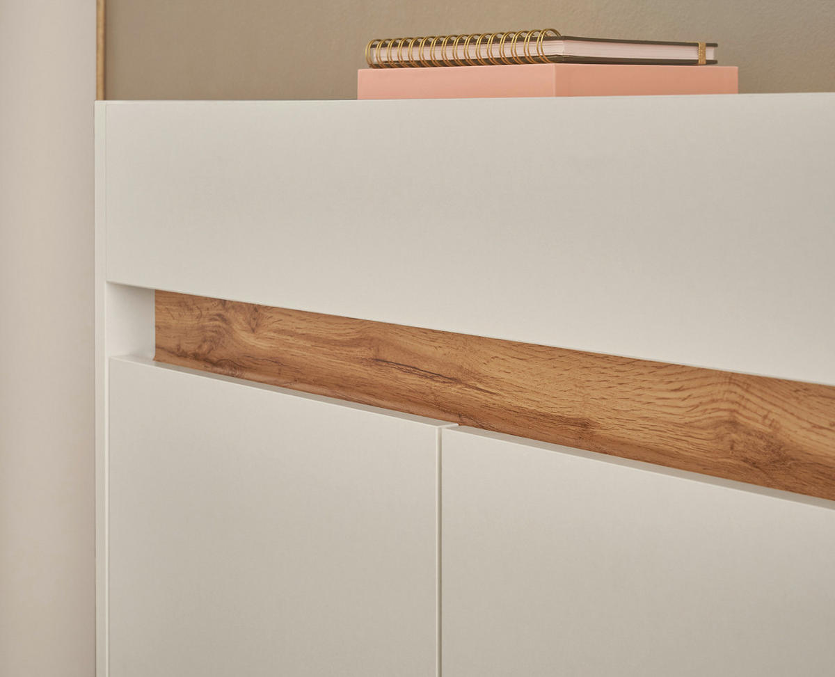 SCHUHSCHRANK weiß, Eiche Wotan 80 cm, Flurkommode mit Schubladen - Silberfarben/Eiche Wotan, Holzwerkstoff/Kunststoff (80/70/40cm) - Furn.Design