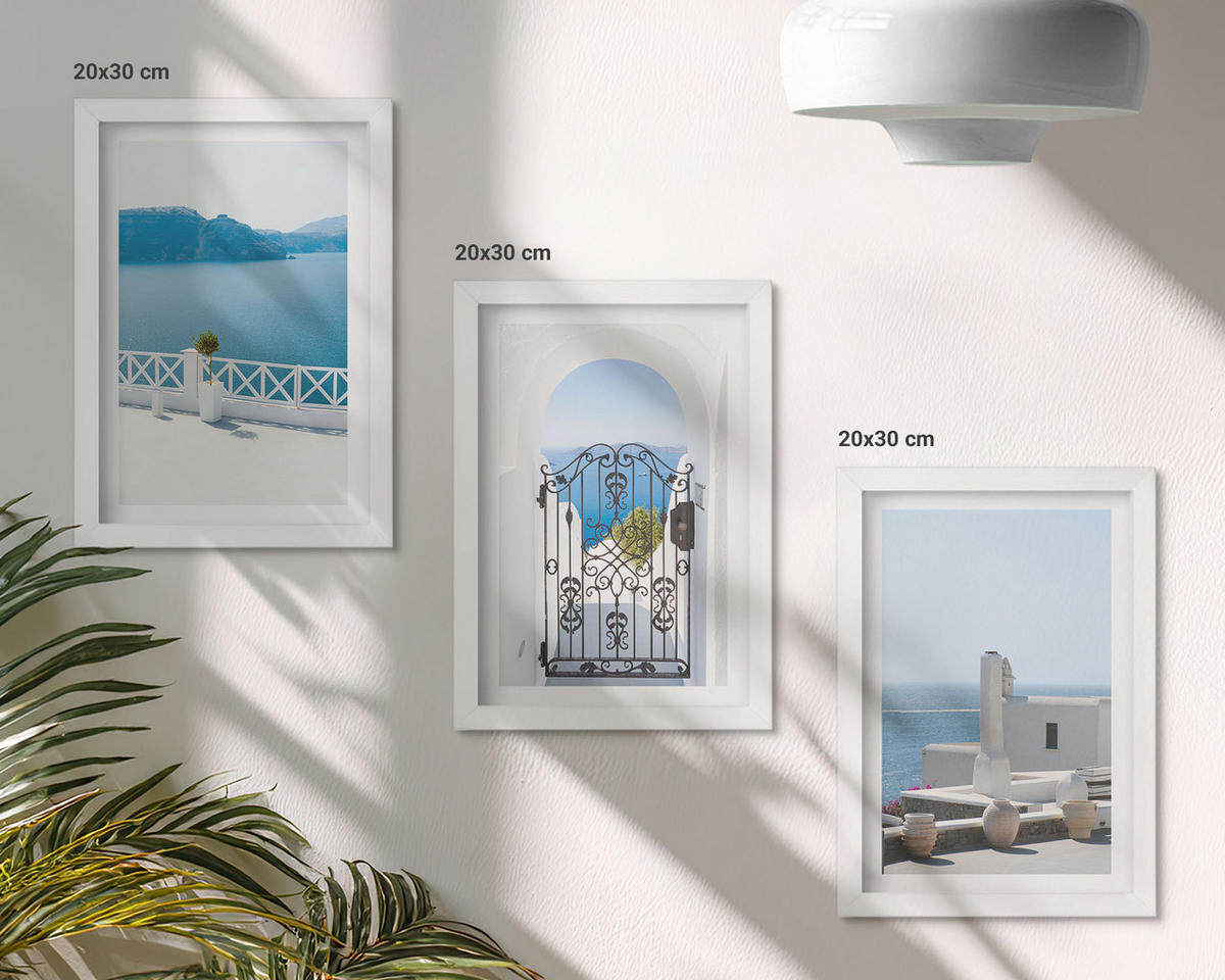 WANDBILDER 3er-Set - 20x30 cm Weißer Rahmen - Gebäude am Weißen Meer, Griechenland - Weiß, Kunststoff (20/30cm) - ArtPrintCave