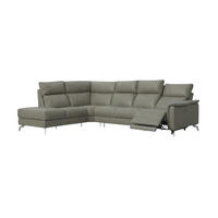 ECKSOFA Borea Echtleder mit 1 x Relaxfunktion Perlgrau - Hellgrau, Leder/Metall (220/310cm)