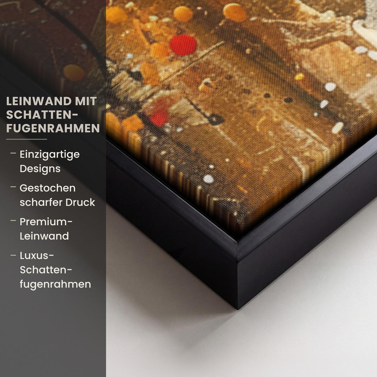 LEINWAND Bilder mit Rahmen - Abstrakt - Kunst - Gold - Modern - 90x60 - Multicolor, Textil (90/60cm) - MuchoWow