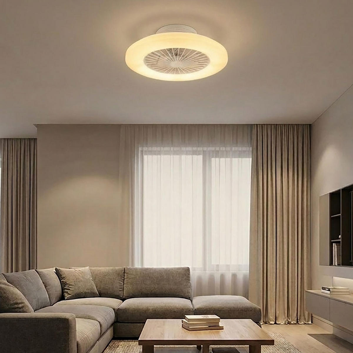LED DECKENLEUCHTE TRAVO Weiß mit Ventilator - Weiß, Metall (50/50/17.5cm) - Globo Lighting