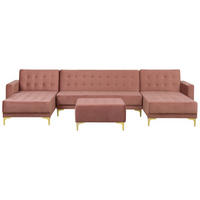 SCHLAFSOFA U-förmig mit Ottomane Samtstoff Rosa Aberdeen - Pink, Textil (348/83/168cm) - Beliani