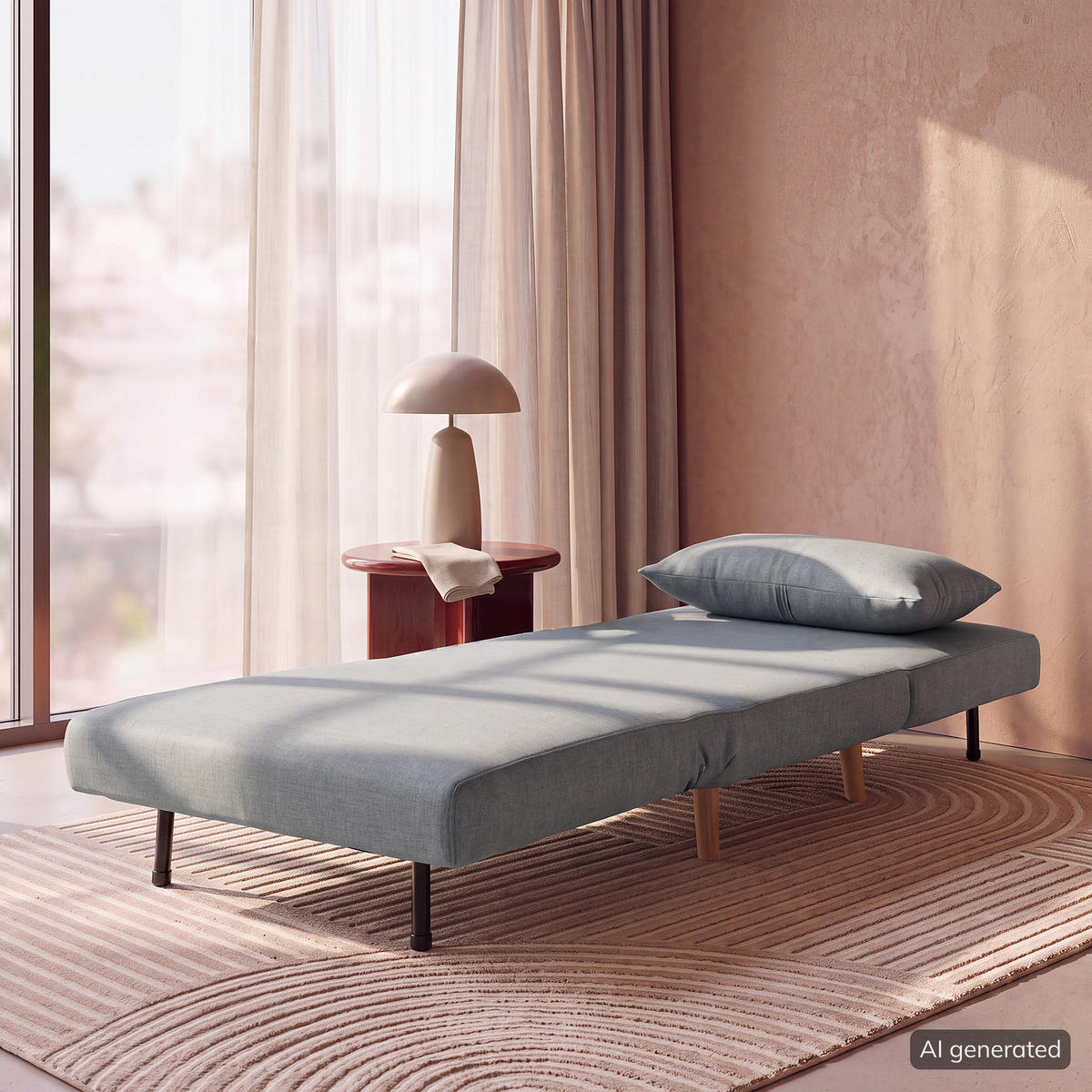 SCHLAFSESSEL - Textil / Teilmassivholz - Buchefarben/Hellgrau, Holz/Buchenholz (77/81/90cm) - home24