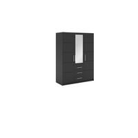 DREHTÜRENSCHRANK ELISE 147/200/57,5 cm 3-türig mit Spiegel Graphitfarben - Graphitfarben, Holzwerkstoff (147/200/57.5cm) - MASSENO