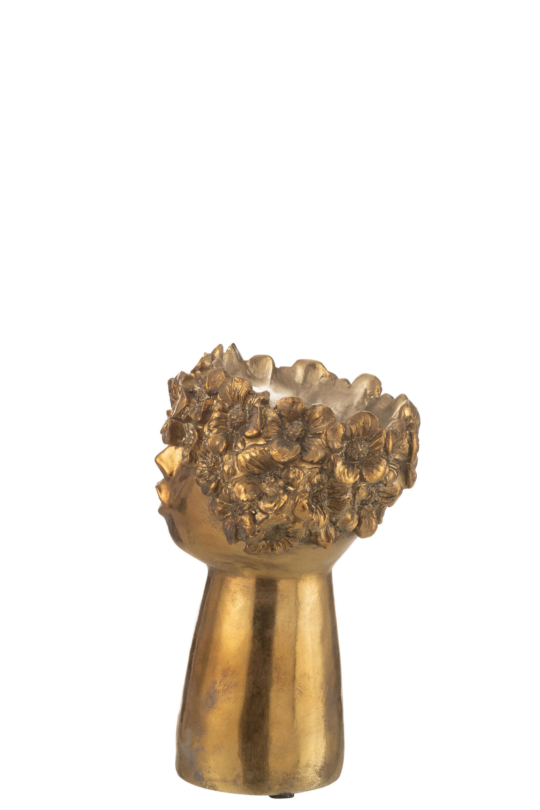 BLUMENTOPF NEBU KOPF - Polyresin - Gold - S - Ø 16,5 cm - Goldfarben, Glas/Naturmaterialien (16.5/27.5cm) - J-Line