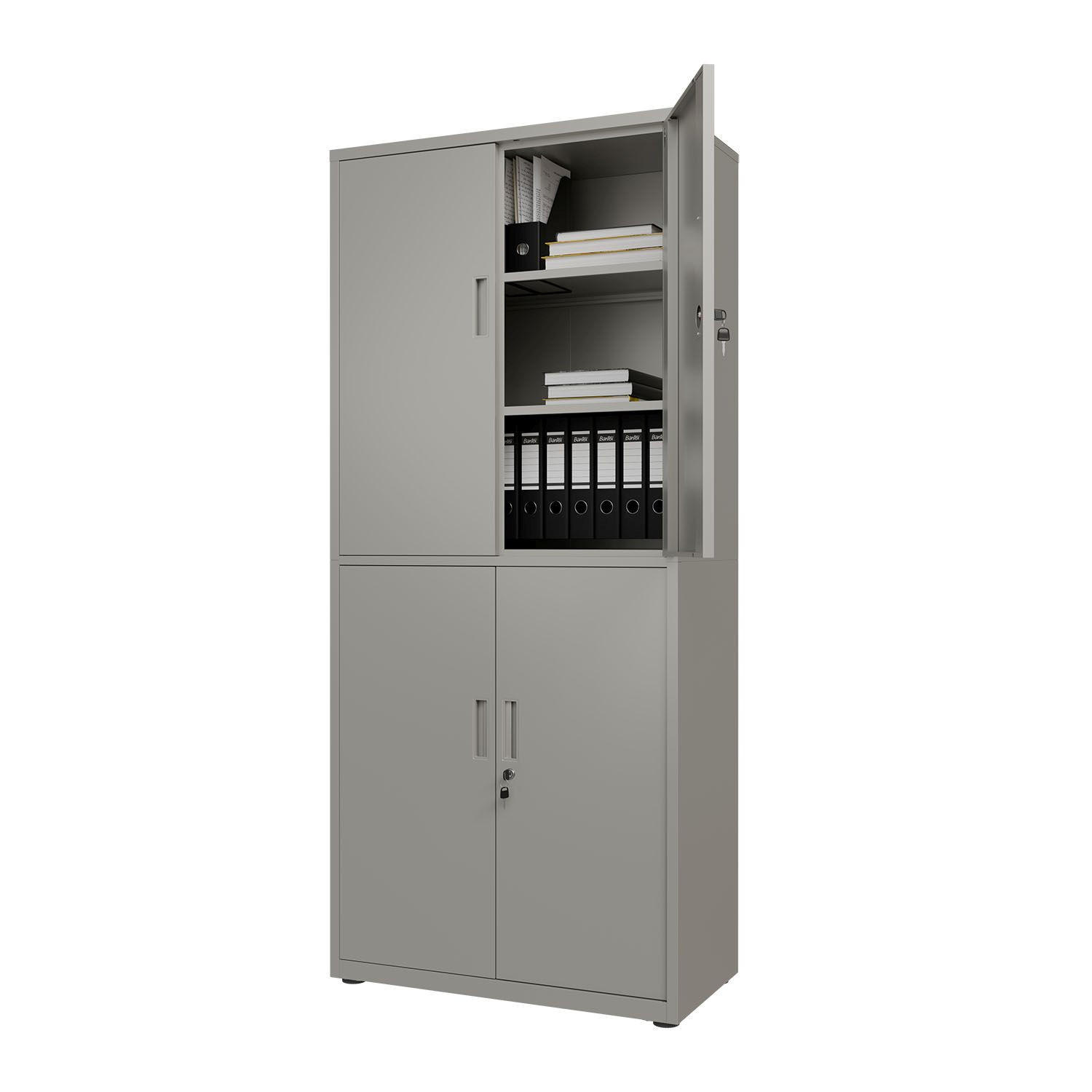 METALLSCHRANK 180/80/40 cm hellgrau abschließbar - Hellgrau, Metall (80/180/40cm) - Juskys