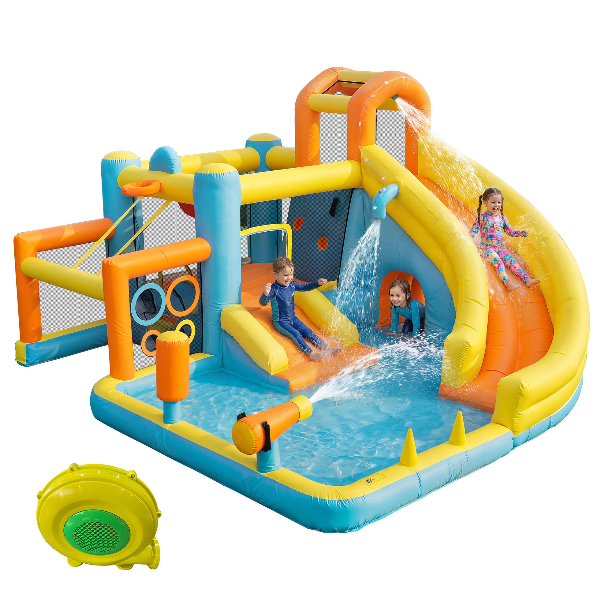 HÜPFBURG Wasserpark 405x416x218 cm - Multicolor, Textil (416/405/218cm) - LEBENLANG