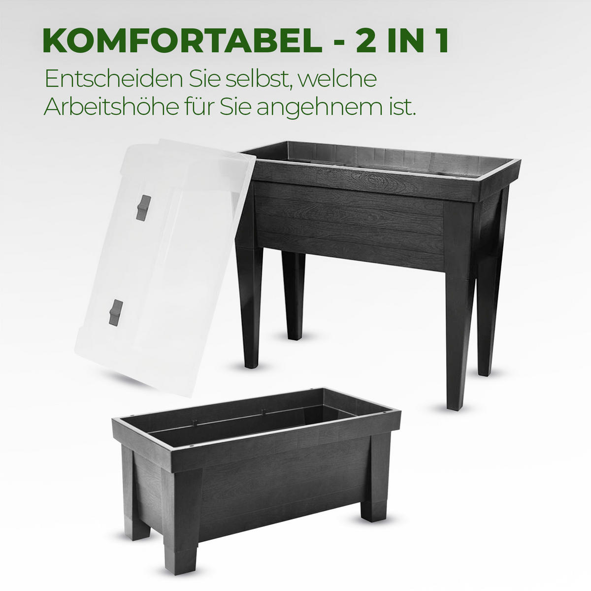 HOCHBEET Kräuterbeet mit Haube 100x50x107cm - Anthrazit, Kunststoff (50/107/100cm) - Bestlivings