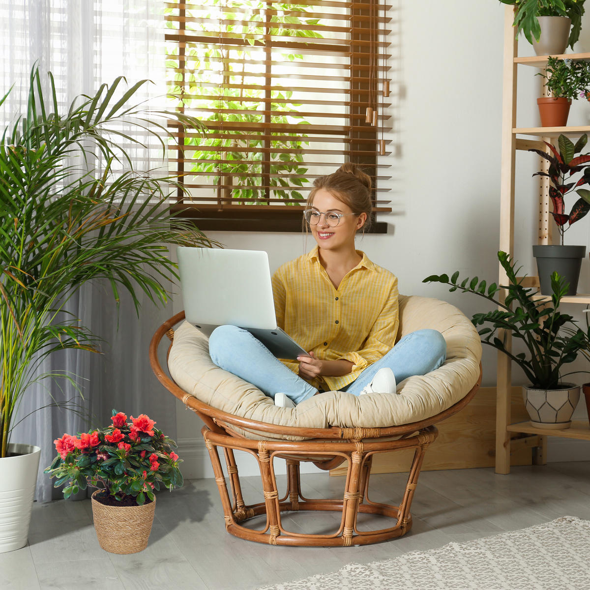 3XSEEGRAS-BLUMENTOPF - Hellbraun, Kunststoff/Textil (20cm) - Relaxdays