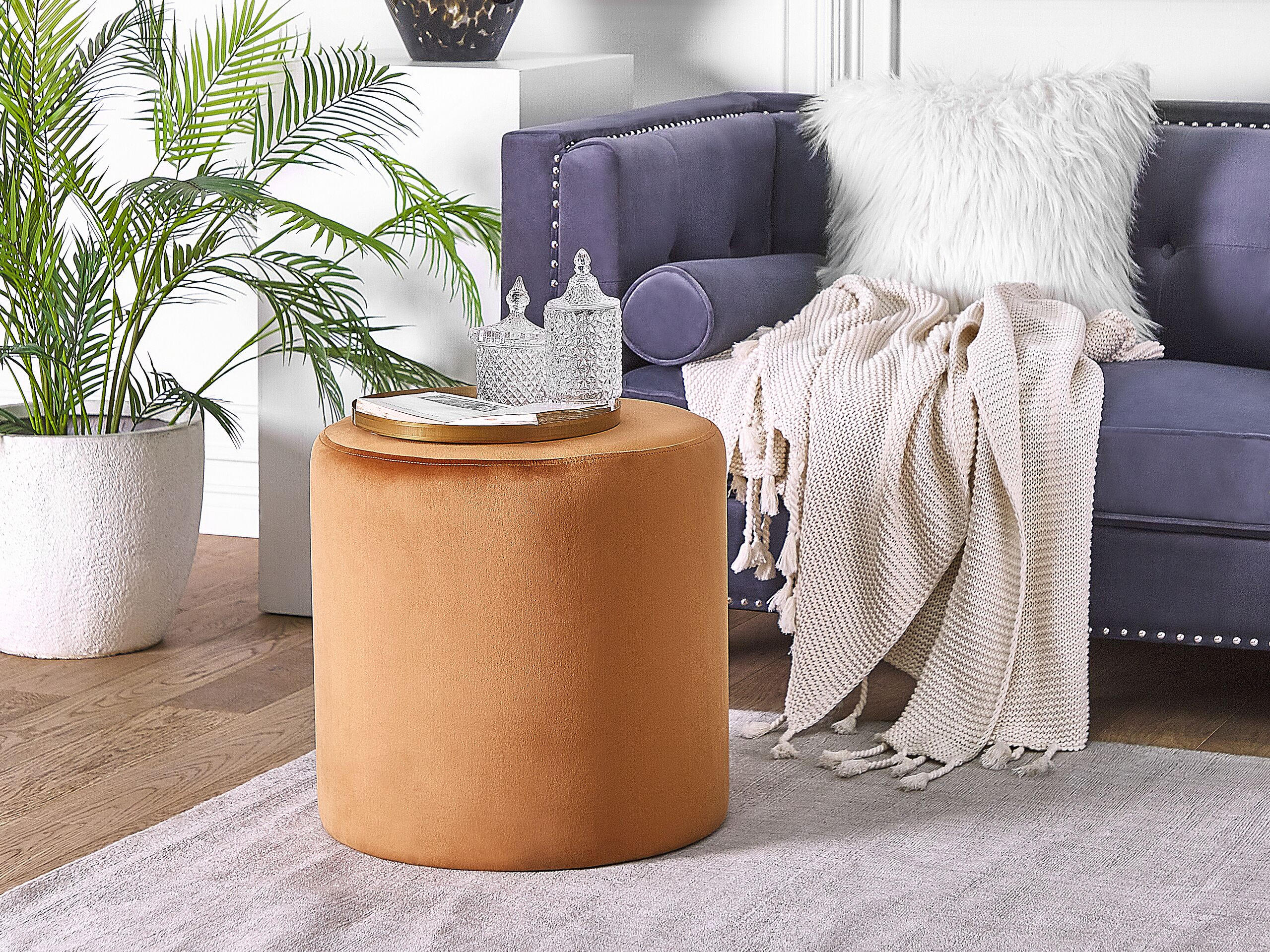 POUF Lovett 47/47/46 cm - Orange, Textil (47/46/47cm) - Beliani