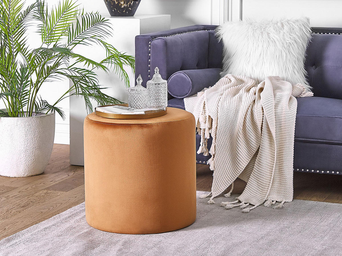 POUF Lovett 47/47/46 cm - Orange, Textil (47/46/47cm) - Beliani