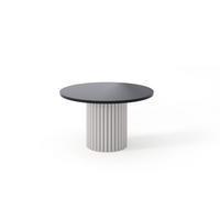 KAFFEETISCH Sabina 67 x 42 cm, runder, mit geriffeltem Standfuß, schwarz, kaschmir - Kaschmir/Schwarz, Metall (30/67/42cm) - Margaret Hadas24