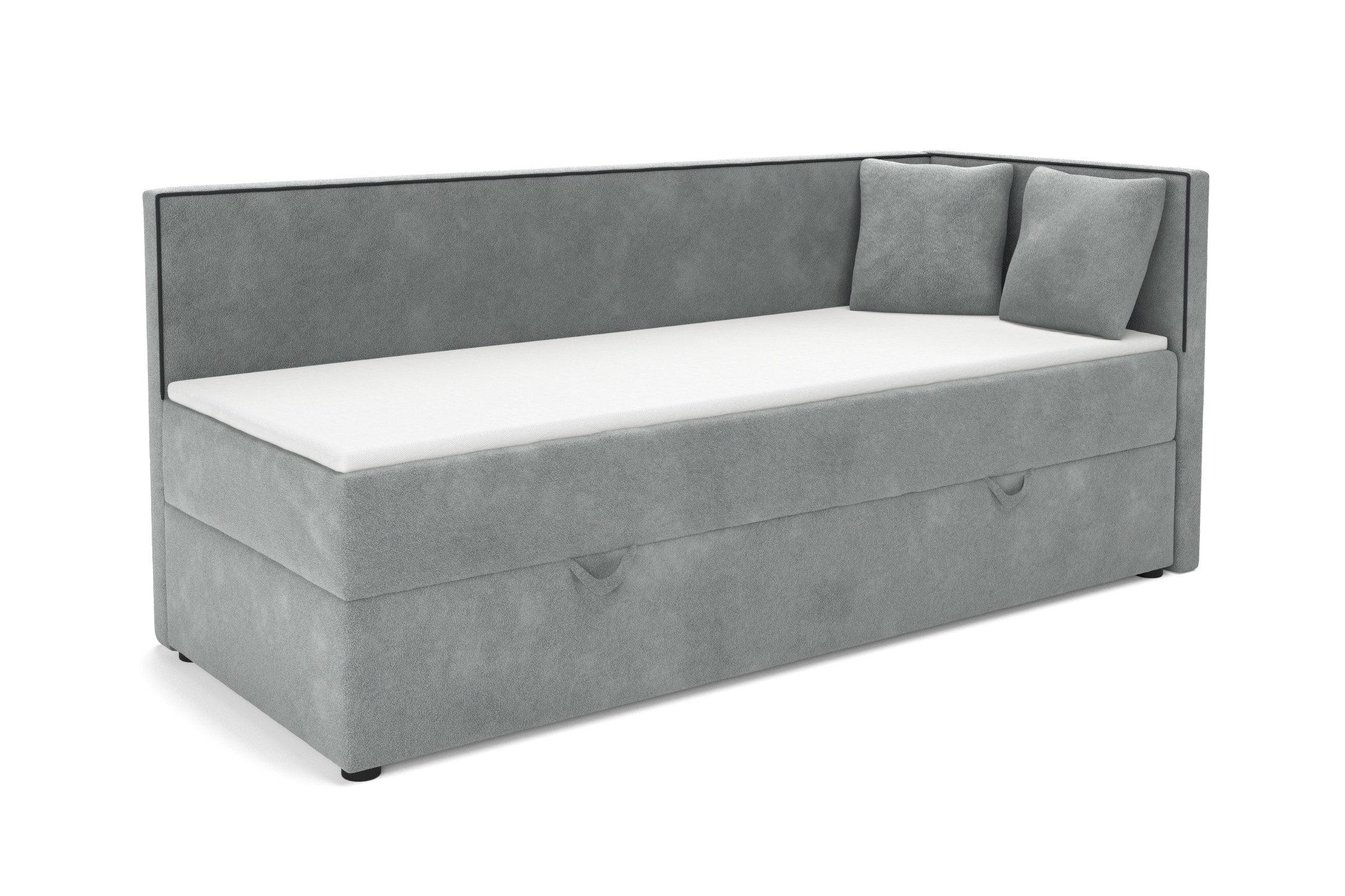 BOXBETT GINA 100/200 in Boucle Hellgrau H4 - Hellgrau, Holz/Holzwerkstoff (100/200cm) - Deine Möbel 24