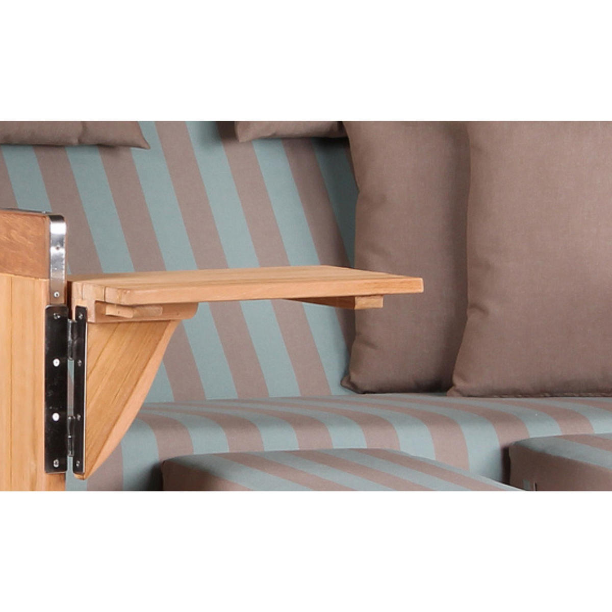 STRANDKORB Baltikum Teak 2,5 Sitzer - Braun/Grau, Holz/Metall (142/170/95cm) - Mr. Deko