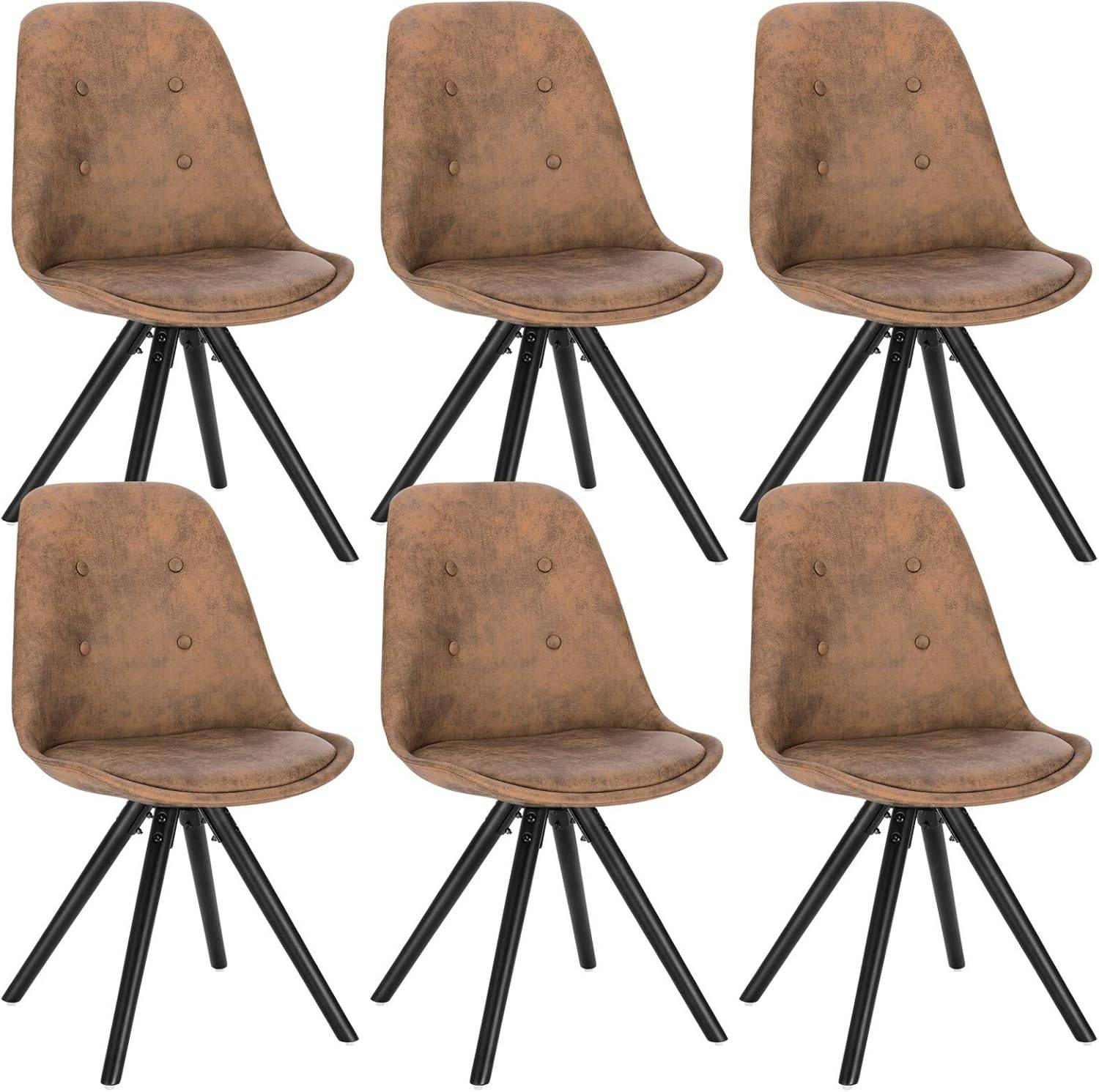 ESSZIMMERSTÜHLE 6er Set, Polsterstuhl, Dunkelbraun - Dunkelbraun/Schwarz, Holz/Textil (43/83/44.5cm) - Woltu