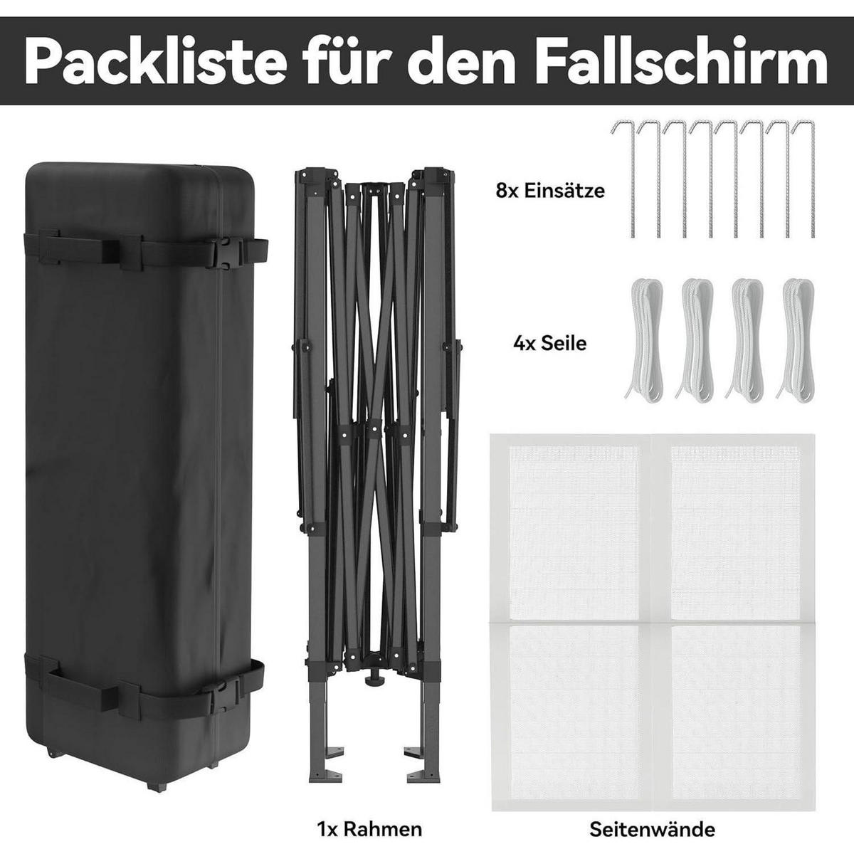 GARTENPAVILLON Pop Up 4 x 4 m Weiß - Weiß, Metall (400/285/400cm)