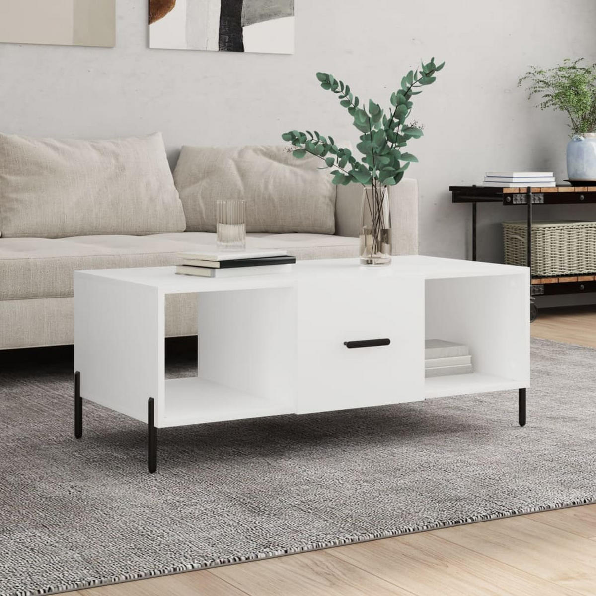 COUCHTISCH Weiß 102x50x40 cm Holzwerkstoff - Weiß, Holzwerkstoff (102/50/40cm) - furnicato