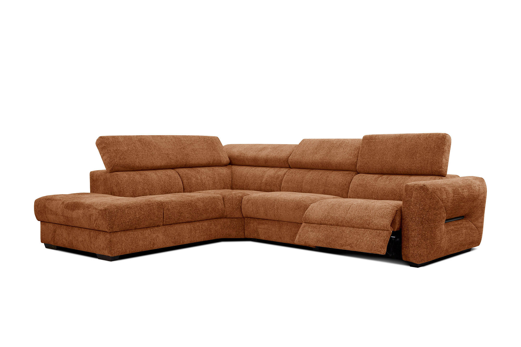 ECKSOFA CALVERA 5-Sitzer mit 1 Relaxfunktion, dunkelorange - Dunkelorange, Holzwerkstoff/Textil (239/298cm) - Courtois Laville