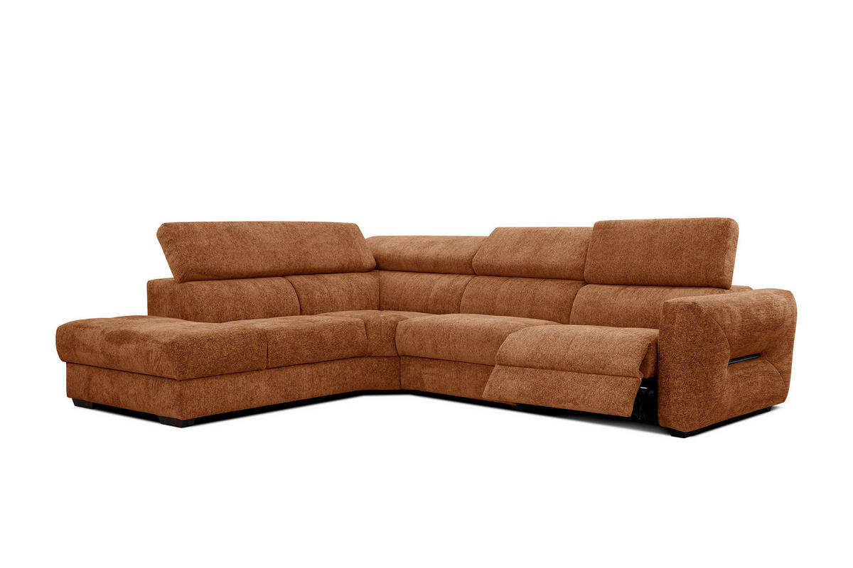 ECKSOFA CALVERA 5-Sitzer mit 1 Relaxfunktion, dunkelorange - Dunkelorange, Holzwerkstoff/Textil (239/298cm) - Courtois Laville