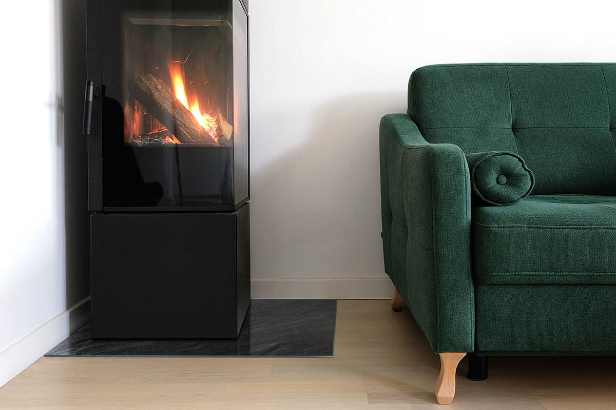 GLASPLATTE für Kamin 60x40 cm Schwarz - Schwarz, Glas (60/40/0.4cm) - ArtPrintCave