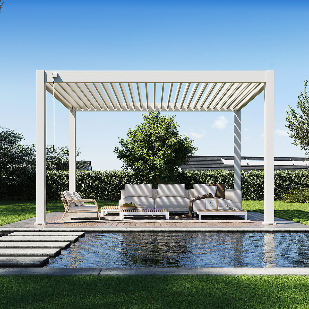 PERGOLA Deluxe Plus 3 x 4 M Voll-Alu Pergola weiß - Weiß, Metall (400/255/300cm) - WEIDE