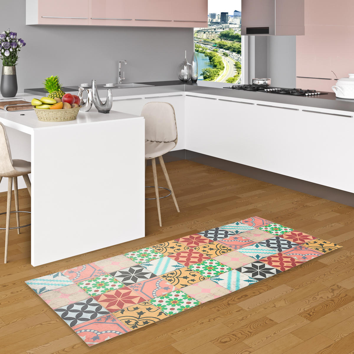 VINYL TEPPICH KÜCHENLÄUFER EVORA MOSAIK - Multicolor, Textil (49/140cm) - Pergamon