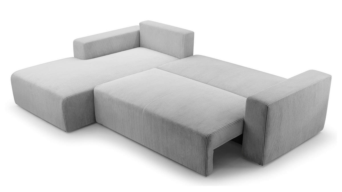 ECKSOFA L Form Catea Hellgrau 279/145/84 cm Links mit Schlaffunktion - Hellgrau/Schwarz, Kunststoff/Textil (145/279cm) - AX Living