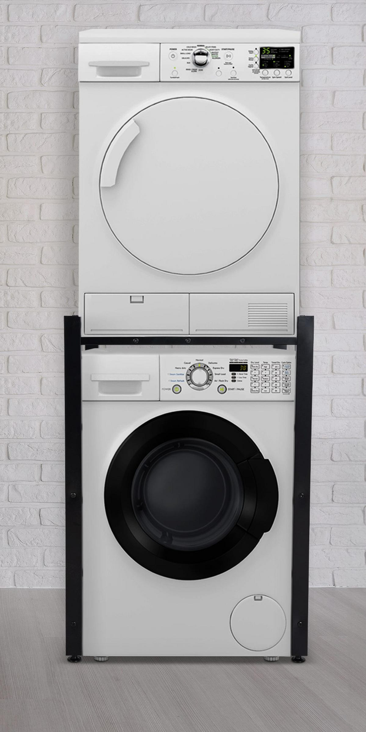 WASCHMASCHINENGESTELL KAMED Stahl 105x75x62 cm Schwarz - Schwarz, Metall (75/105/62cm) - DELUKE