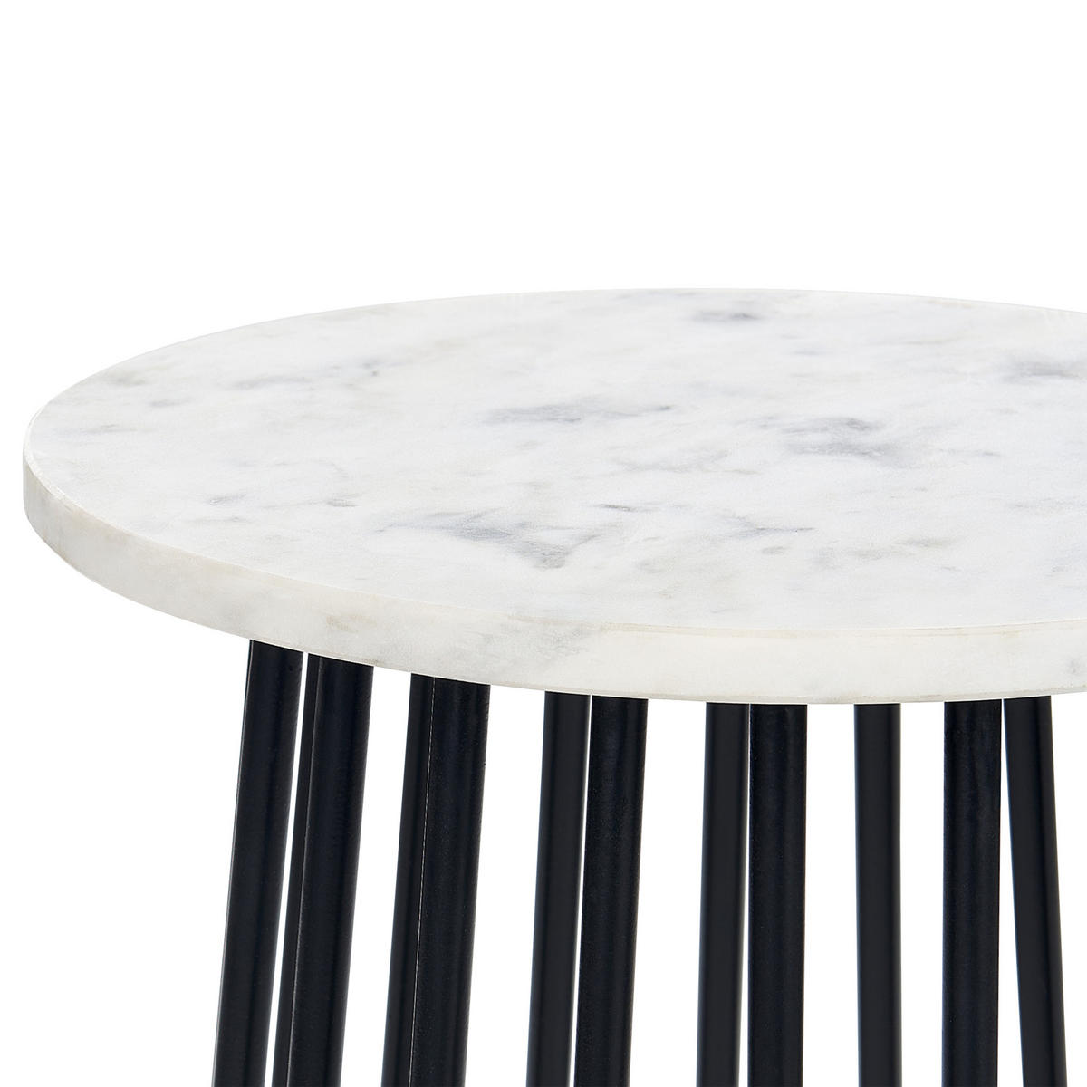 BEISTELLTISCH Marmor weiß/schwarz rund 36 cm Taree - Schwarz/Weiß, Stein (36/36/58cm) - Beliani