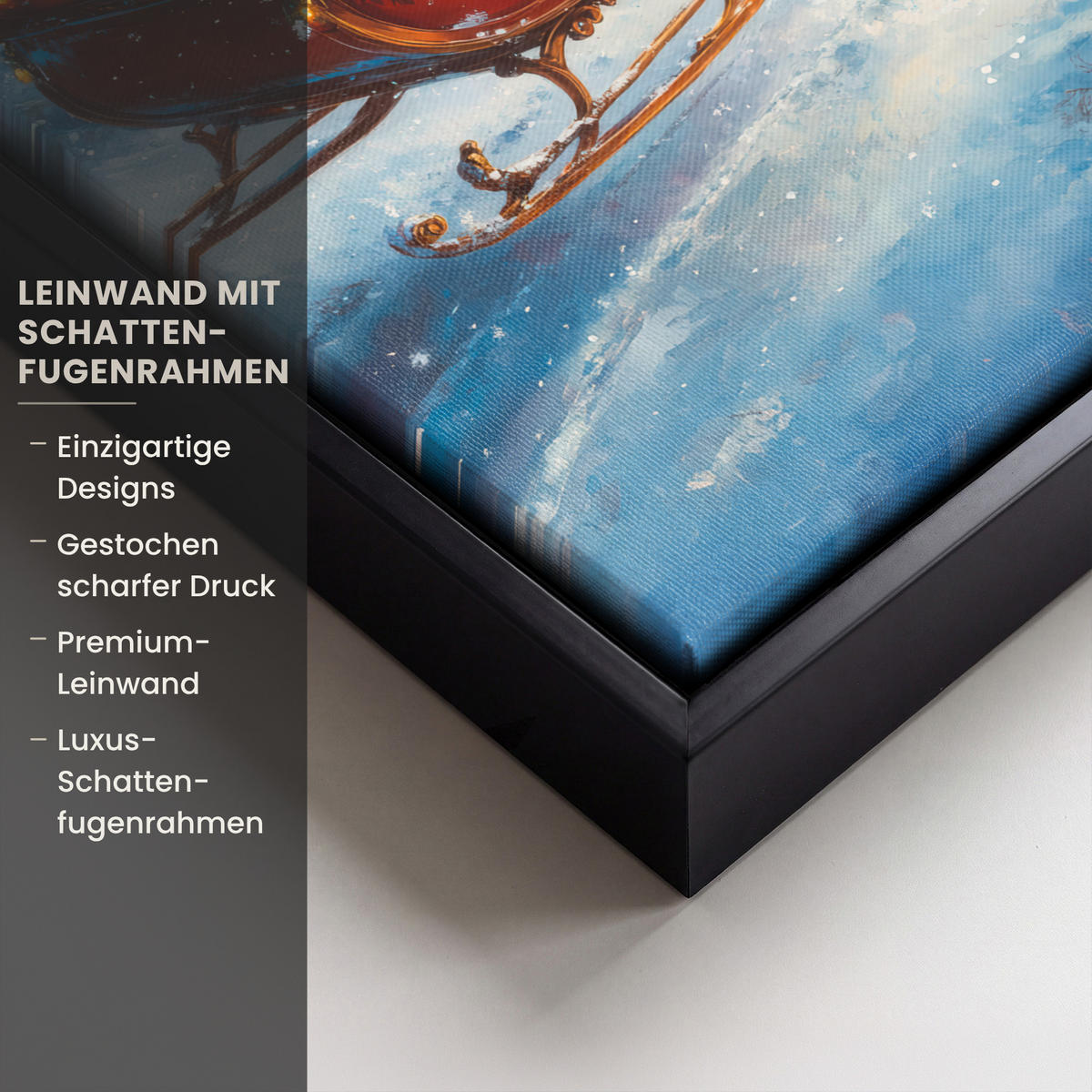 LEINWAND Bilder mit Rahmen - Weihnachtsmann - Rentier - Weihnachten - Schnee - 20x30 - Cognac, Textil (20/30cm) - MuchoWow