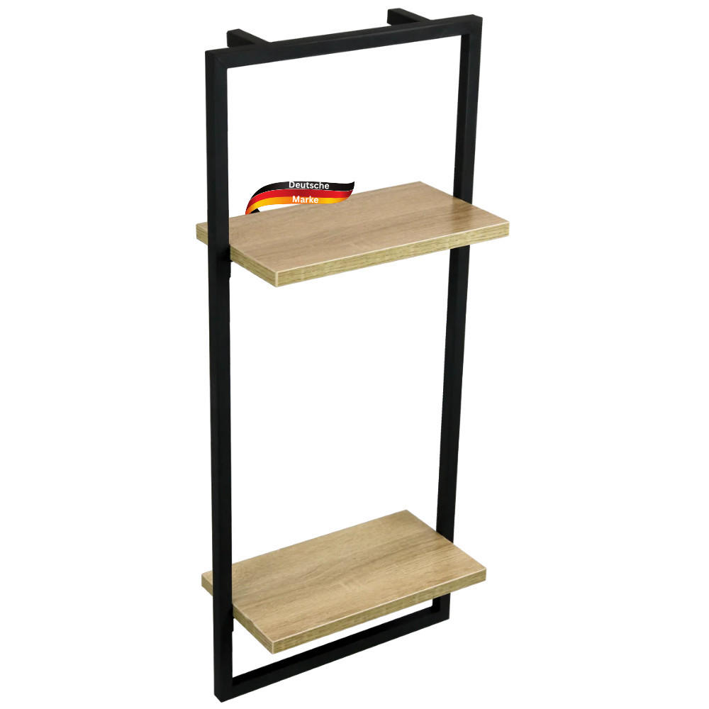 WANDREGAL Schwarz SYIOP MDF Metallrahmen High - Braun, Holz (30/70/15cm) - DELUKE