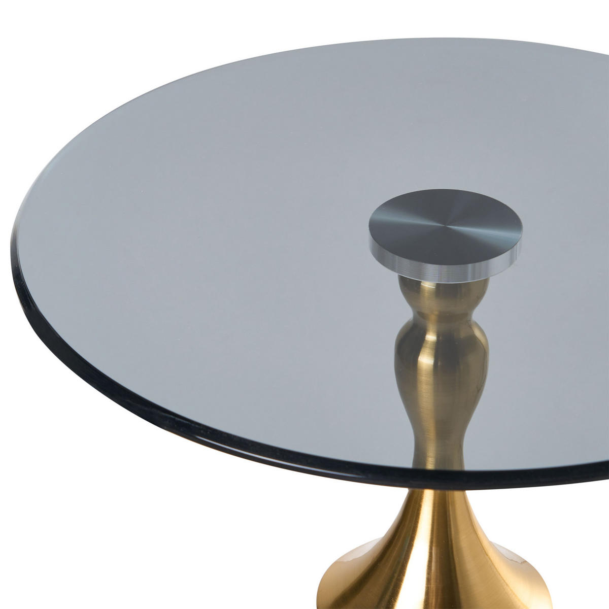 BEISTELLTISCH Sicherheitsglas Grauer Marmor Carter - Grau, Metall (40/40/55cm) - Beliani