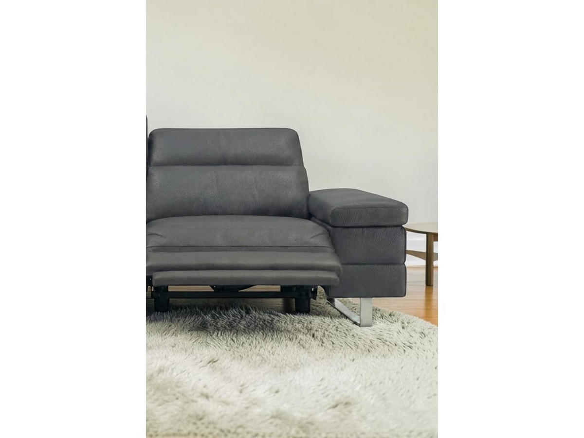 3-SITZER Sofa Virage Echtleder mit 1 x Relaxfunktion Anthrazit - Anthrazit, Leder/Metall (212/75/109cm)