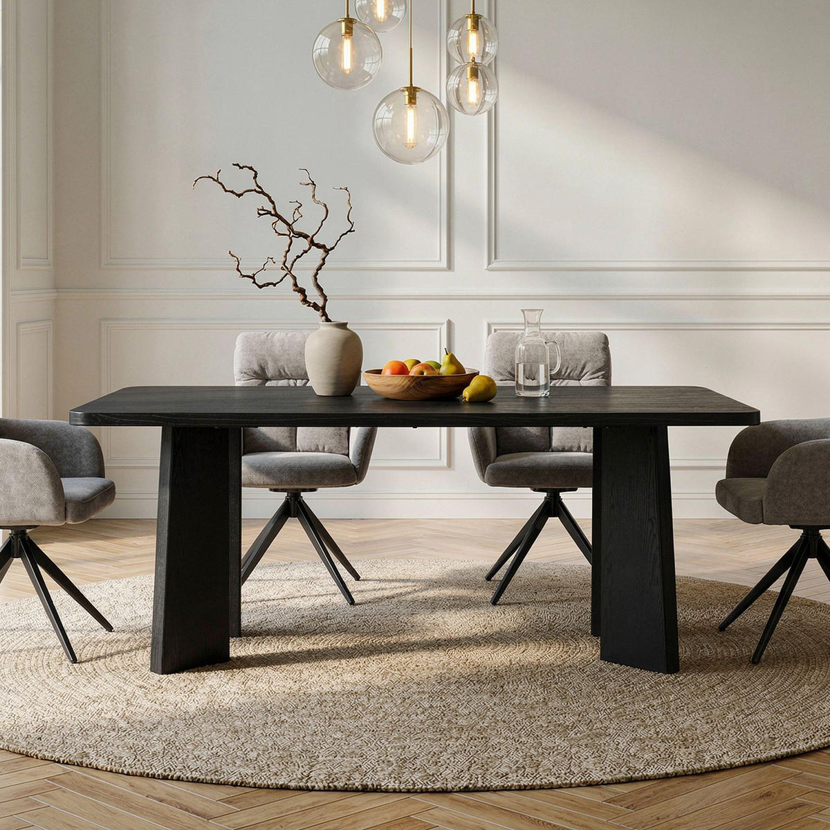 ESSTISCH OLISES schwarz - Schwarz, Holzwerkstoff (90/180/76cm) - IDIMEX