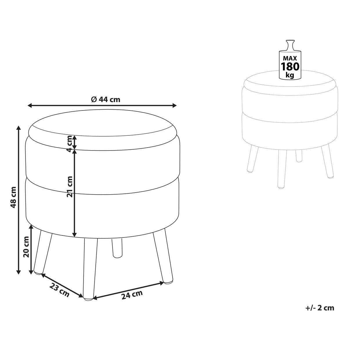 HOCKER Grün Okaton - Braun/Grün, Textil (44/48/44cm) - Beliani