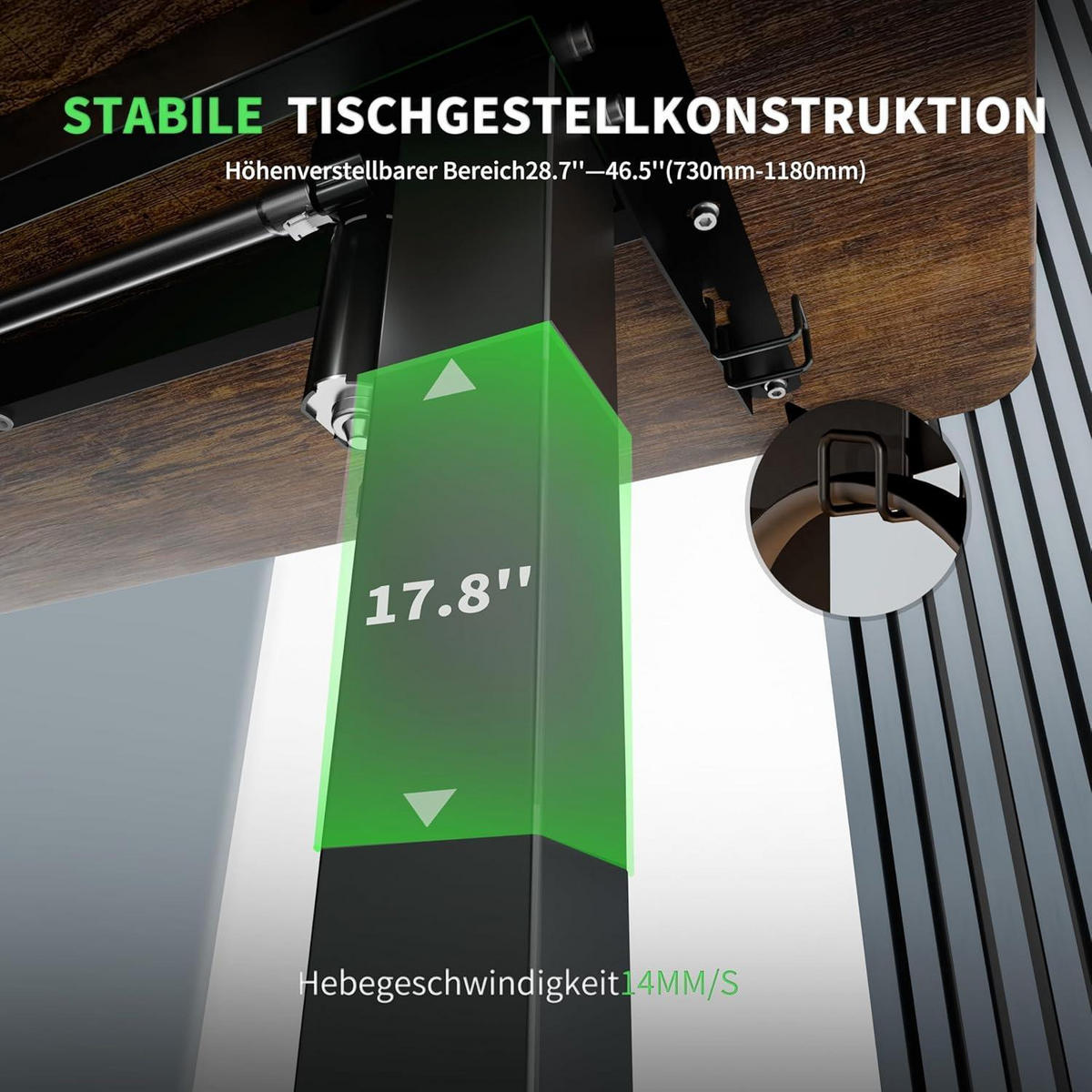SCHREIBTISCH höhenverstellbar elektrisch 110 x 60 cm Braun - Braun, Holzwerkstoff (110/60/118cm)