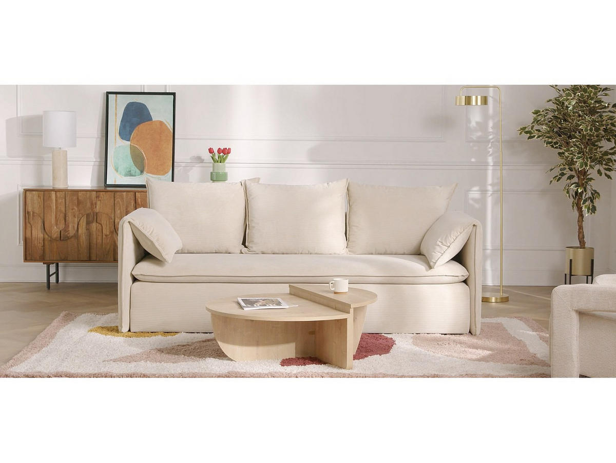 SCHLAFSOFA - 3 Personen-Sitzer - Samt, Stoff - Terracotta - - Terracotta, Textil (218/89/105cm) - Vente-Unique