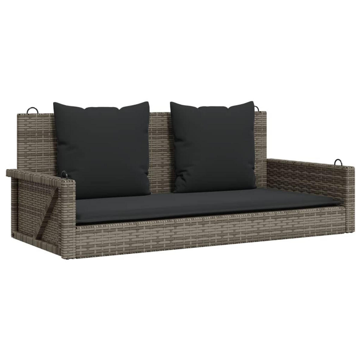 HÄNGEBANK mit Kissen Grau 119x56x48 cm Poly Rattan - Grau, Holz (119/48/56cm) - furnicato