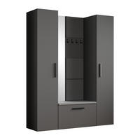 GARDEROBENSCHRANK MODULO 160,6/204/40 cm Modern Garderobe-Set Grau - Grau, Holzwerkstoff (160.6/204/40cm) - MASSENO