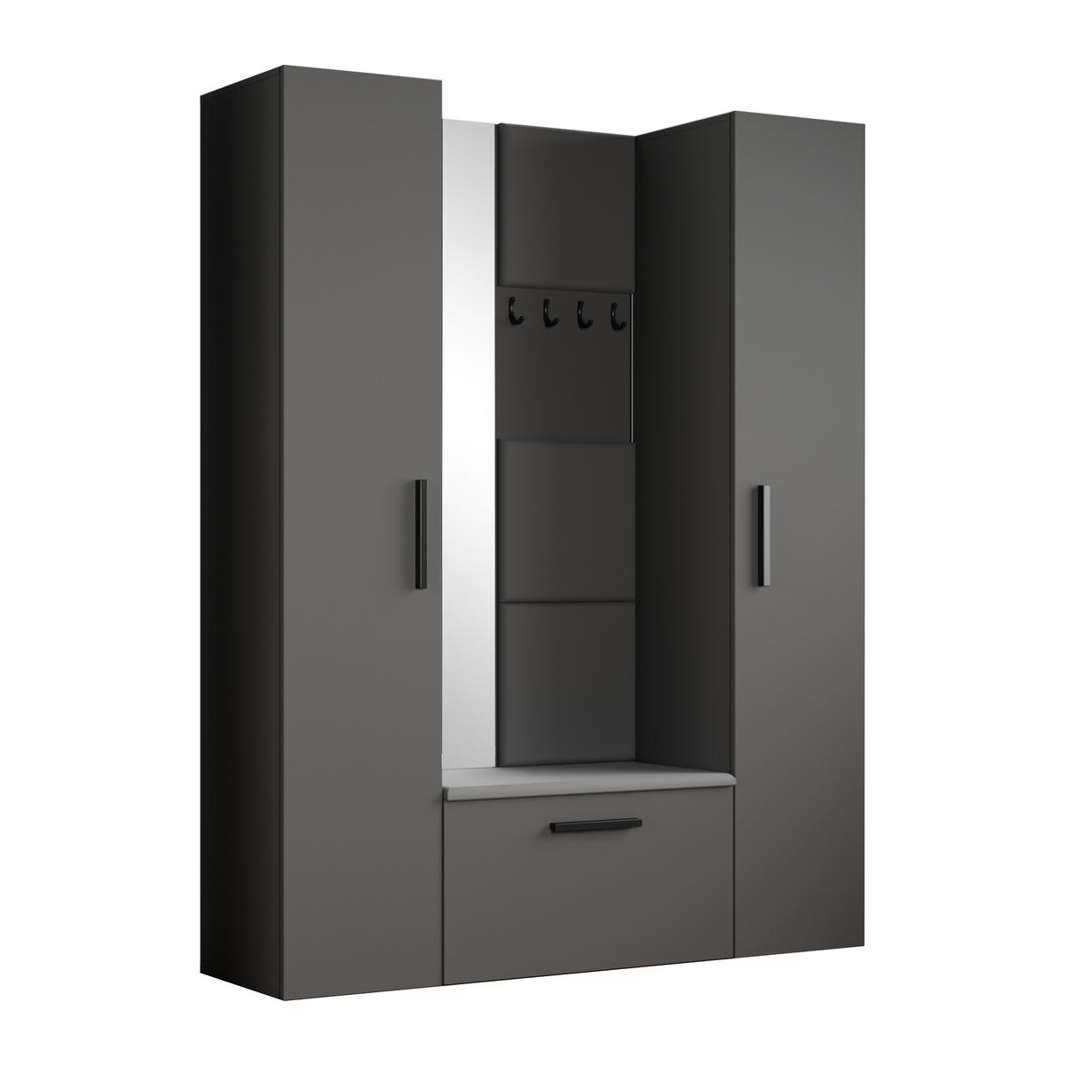 GARDEROBENSCHRANK MODULO 160,6/204/40 cm Modern Garderobe-Set Grau - Grau, Holzwerkstoff (160.6/204/40cm) - MASSENO